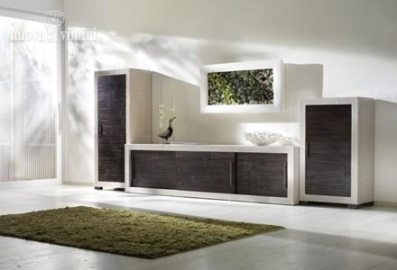 Credenza living in crash bamboo white black