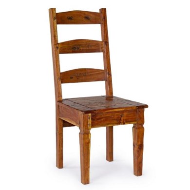 Sedia etnica - Sedia Cemara con bracciolo decapato bianco