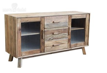 Credenza Dalthon legno vecchio 2 ante vetro e 3 cassetti