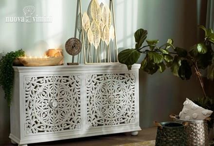 Credenza Alinta 4 ante intarsiata bianca