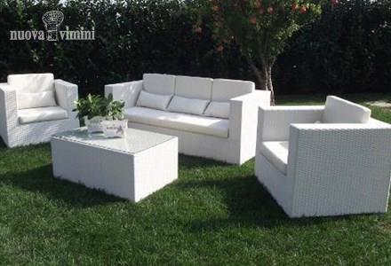 Divano 3 posti Carpi-Acapulco white in rattan sintetico