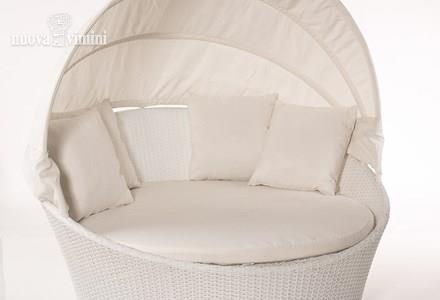 Divano conchiglia polirattan bianco diam. 140 cm