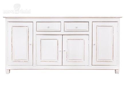 Credenza Colette 4 ante e 2 cassetti bianco decapato