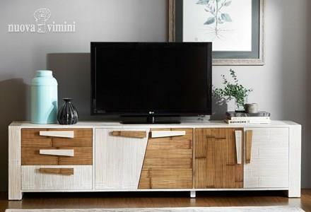 Credenza porta tv in crash bambu Miring miele white 240 CM