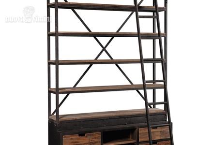 Libreria industrial con scala 160 cm