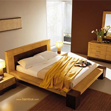 letto etnico - camera da letto in bamboo e legno